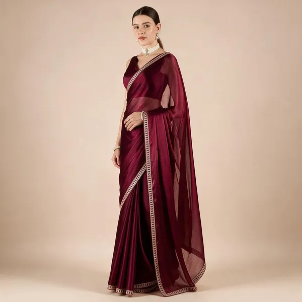Wine_Sheer_Embellished_Saree_For_Women