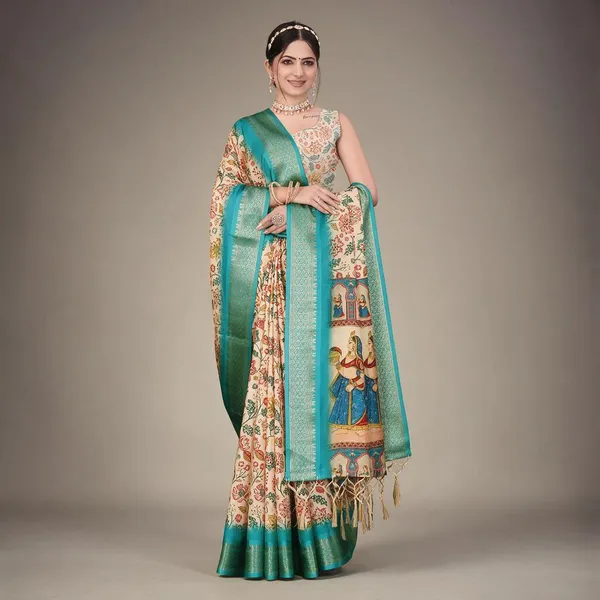 Cream_Floral_Print_Saree_For_Women