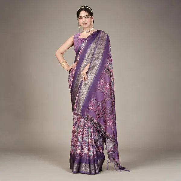 Purple_Paisley_Print_Saree_For_Women