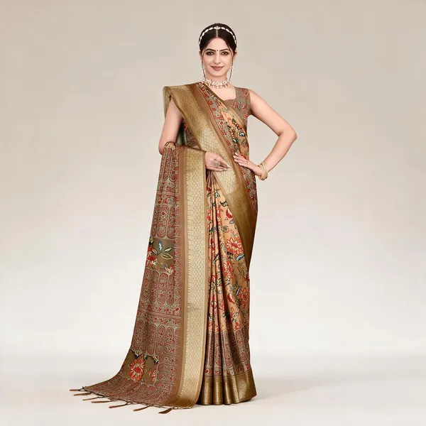 Beige_Floral_Print_Saree_For_Women