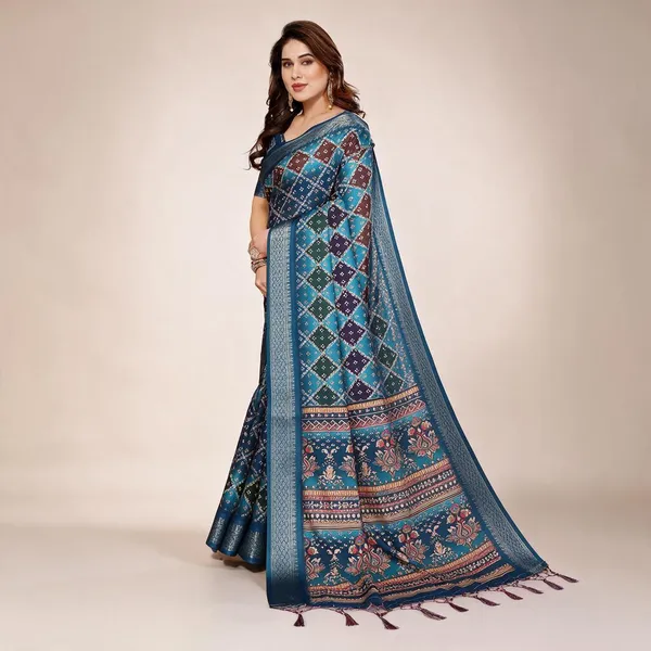 Blue_Printed_Saree_For_Women