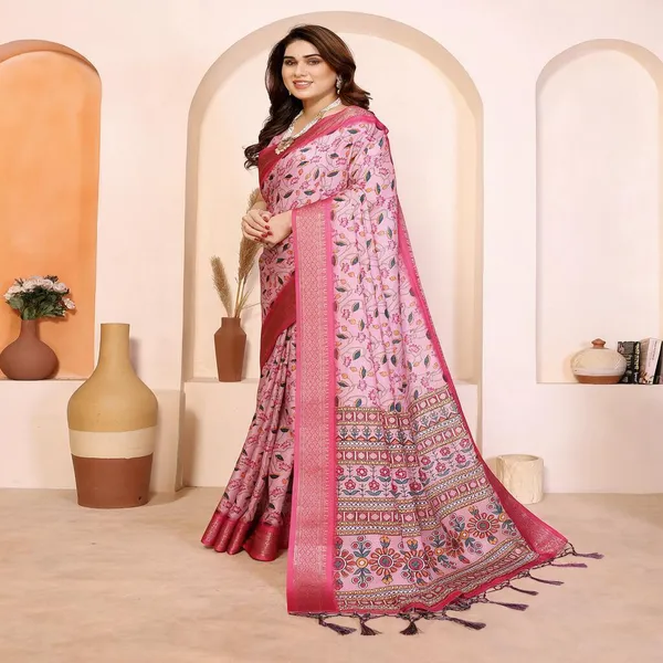 Pink_Floral_Print_Saree_For_Women