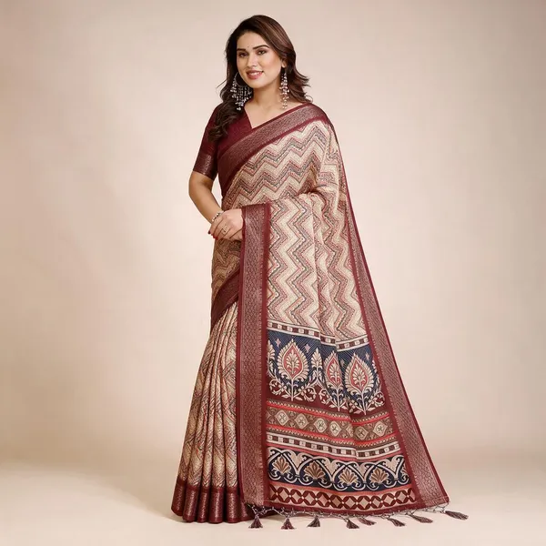 Maroon_Printed_Traditional_Saree_For_Women