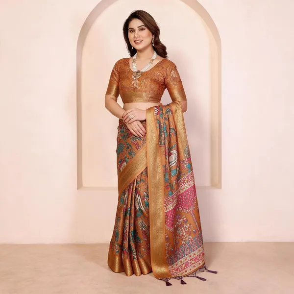 Rust_Printed_Saree_For_Women