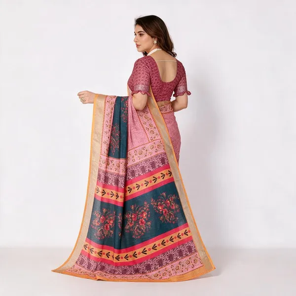 Pink_Floral_Print_Saree_For_Women