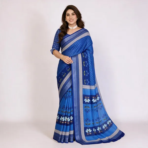 Blue_Printed_Saree_For_Women