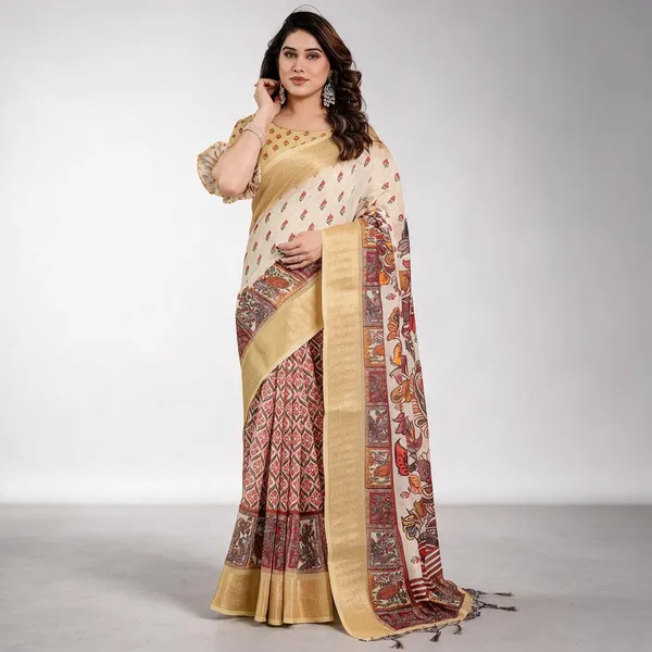 Beige_Printed_Saree_For_Women