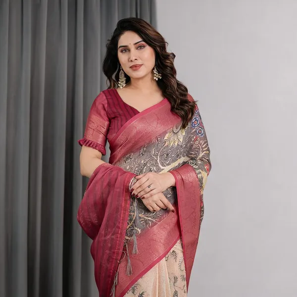Maroon_Printed_Saree_For_Women