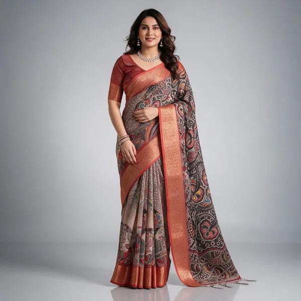 Red_Printed_Saree_For_Women