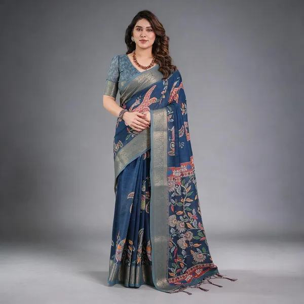 Blue_Printed_Saree_For_Women