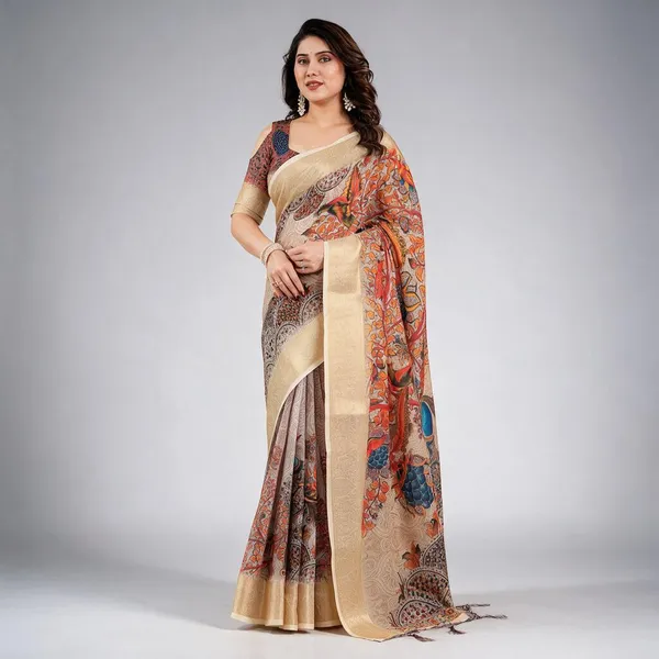 Beige_Printed_Saree_For_Women