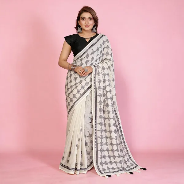 Off_White_Printed_Saree_For_Women