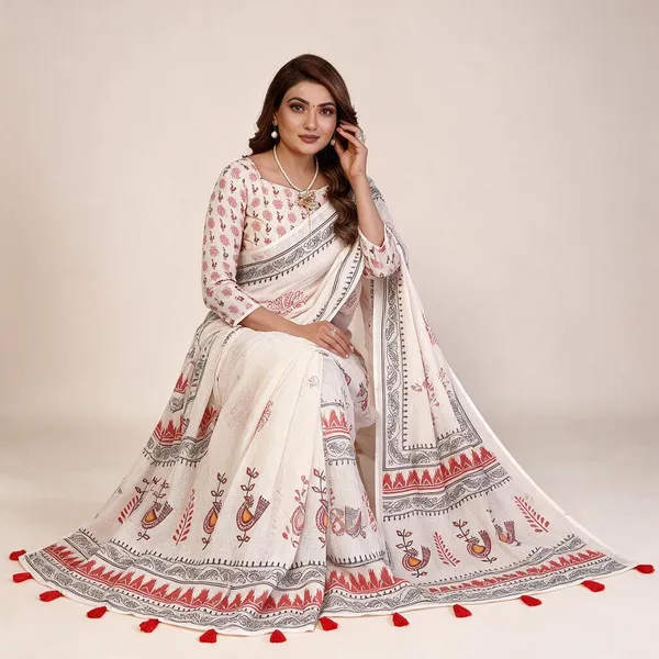 Off_White_Printed_Saree_For_Women