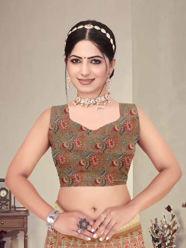 Beige_Floral_Print_Saree_For_Women