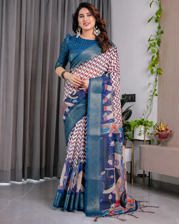 Blue_Printed_Saree_For_Women