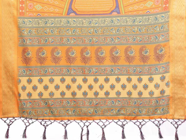 Orange_Printed_Saree_For_Women