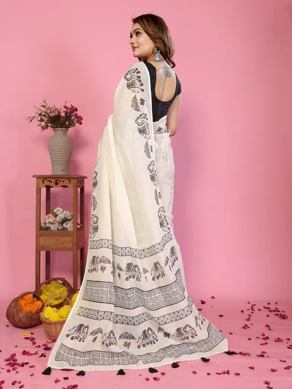 Cream_Cotton_Printed_Saree_For_Women