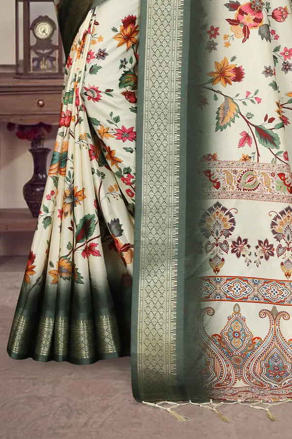 Green_Floral_Print_Saree_For_Women