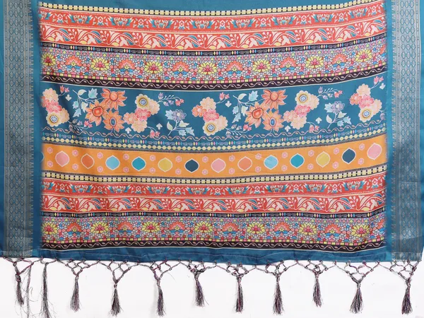 Blue_Floral_Print_Saree_For_Women