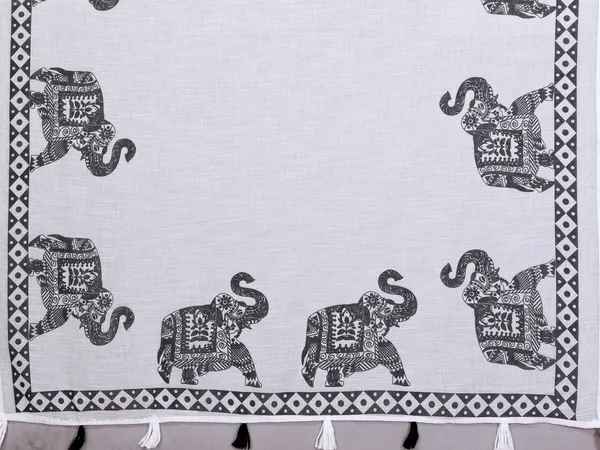 White_Elephant_Print_Saree_For_Women