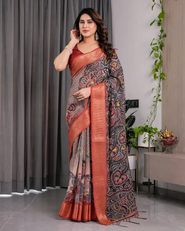 Red_Printed_Saree_For_Women
