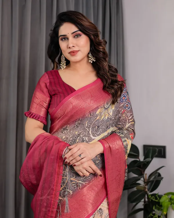 Maroon_Printed_Saree_For_Women