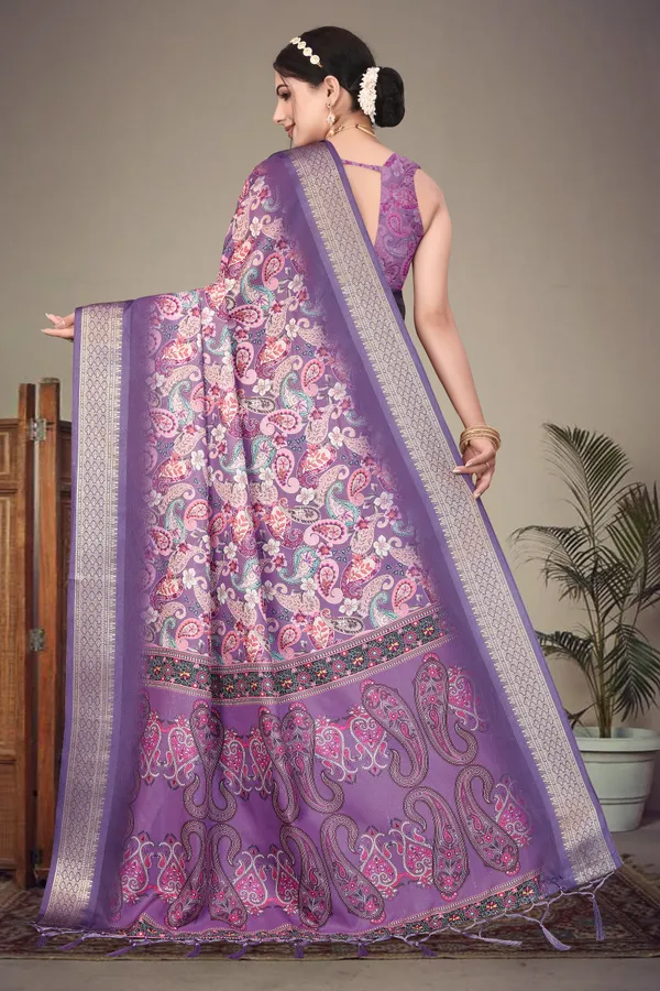Purple_Paisley_Print_Saree_For_Women
