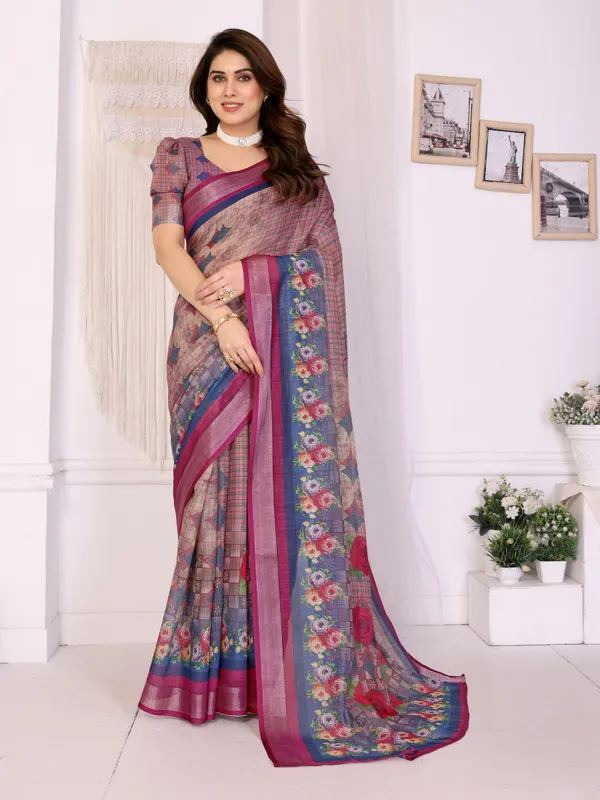 Pink_Printed_Saree_For_Women
