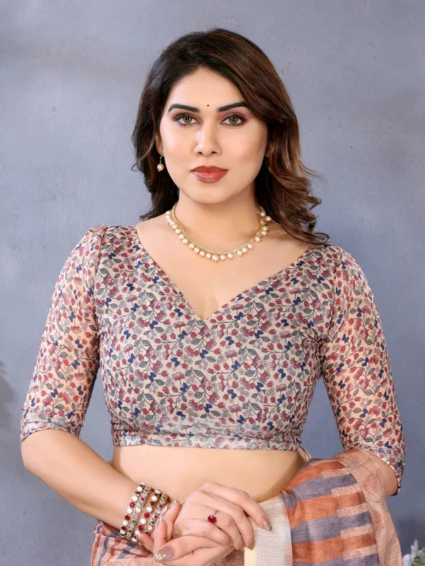 Peach_Woven_Striped_Saree_For_Women