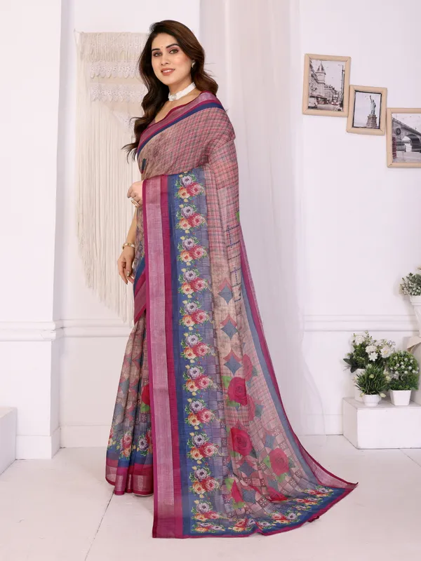 Pink_Printed_Saree_For_Women