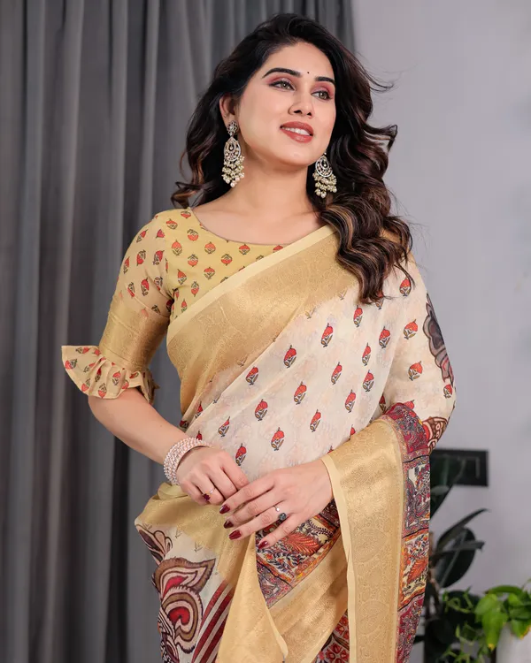Beige_Printed_Saree_For_Women