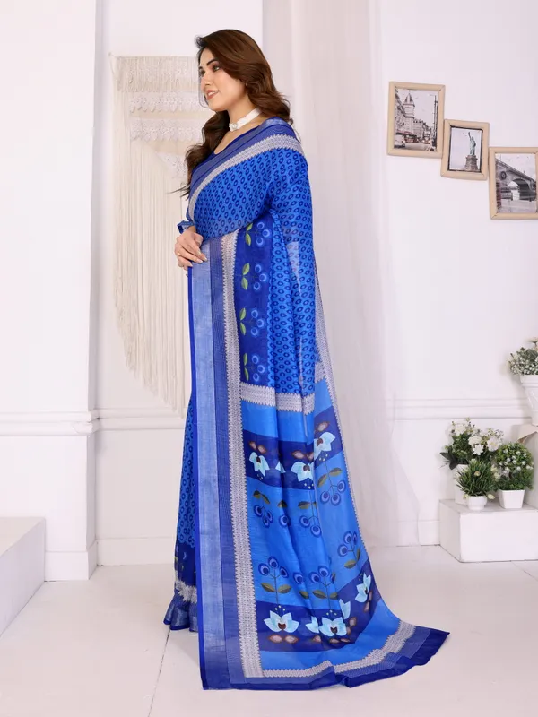 Blue_Printed_Saree_For_Women