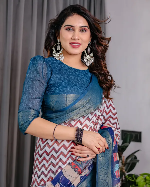 Blue_Printed_Saree_For_Women