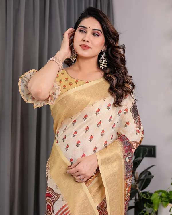 Beige_Printed_Saree_For_Women