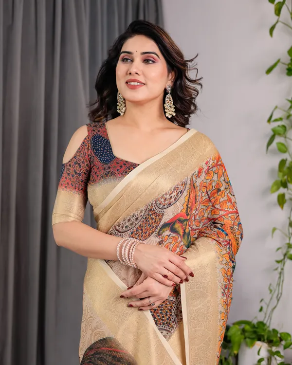 Beige_Printed_Saree_For_Women