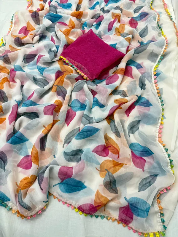 Multicolor_Chiffon_Printed_Saree_For_Women