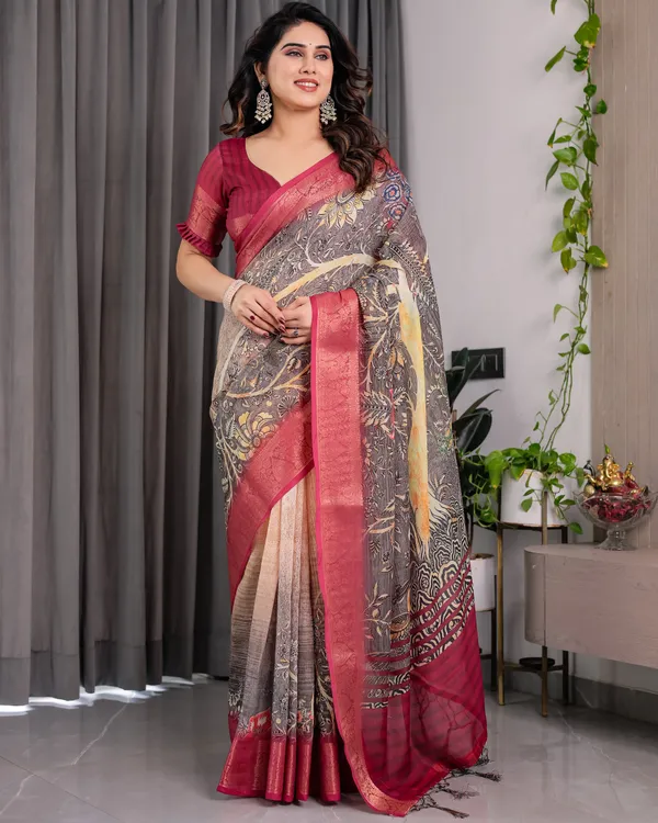 Maroon_Printed_Saree_For_Women