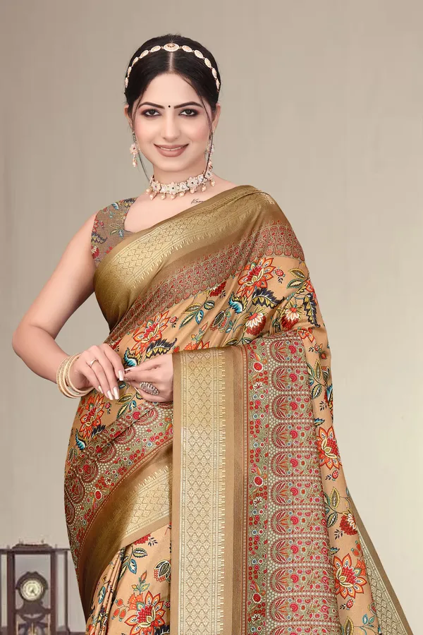 Beige_Floral_Print_Saree_For_Women