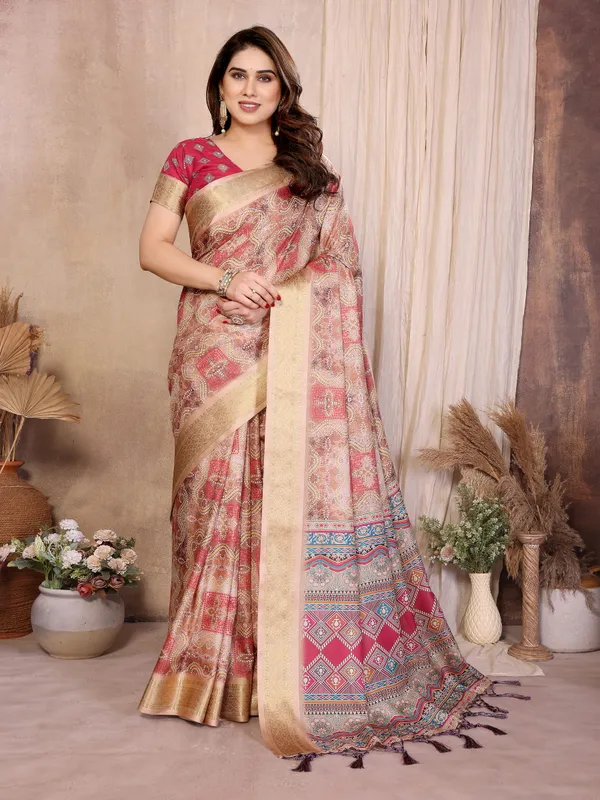 Beige_Printed_Traditional_Saree_For_Women