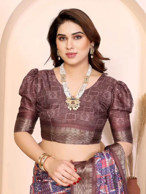 Multicolor_Printed_Saree_With_Blouse_For_Women