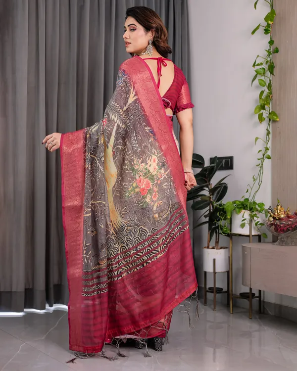 Maroon_Printed_Saree_For_Women
