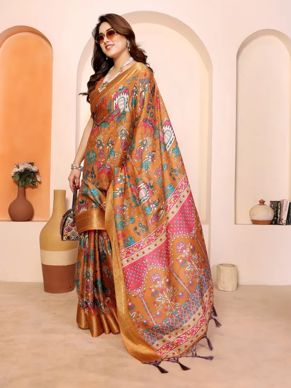 Rust_Printed_Saree_For_Women