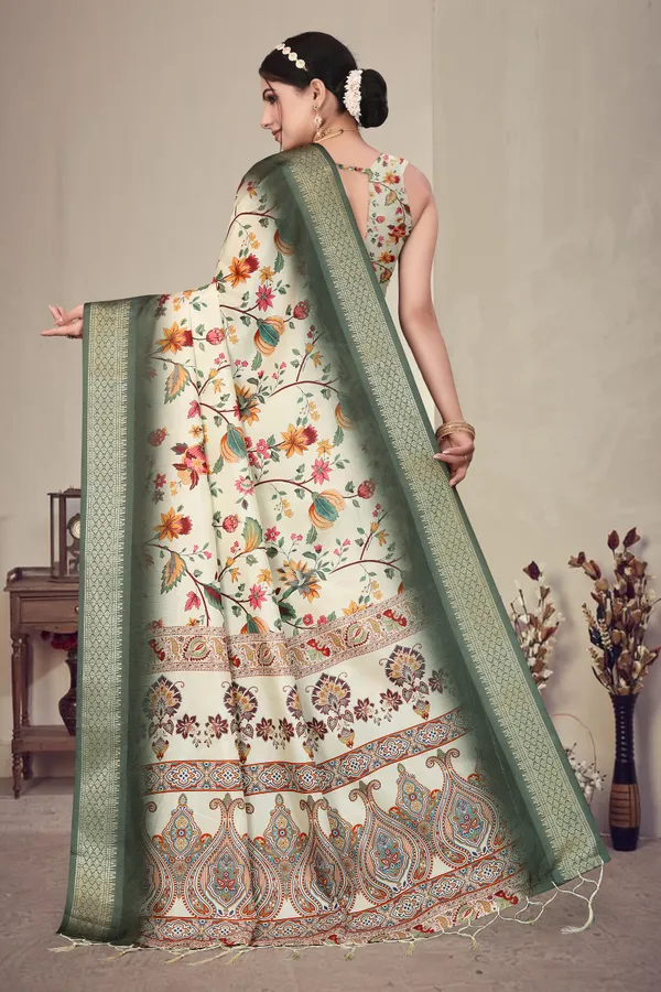 Green_Floral_Print_Saree_For_Women