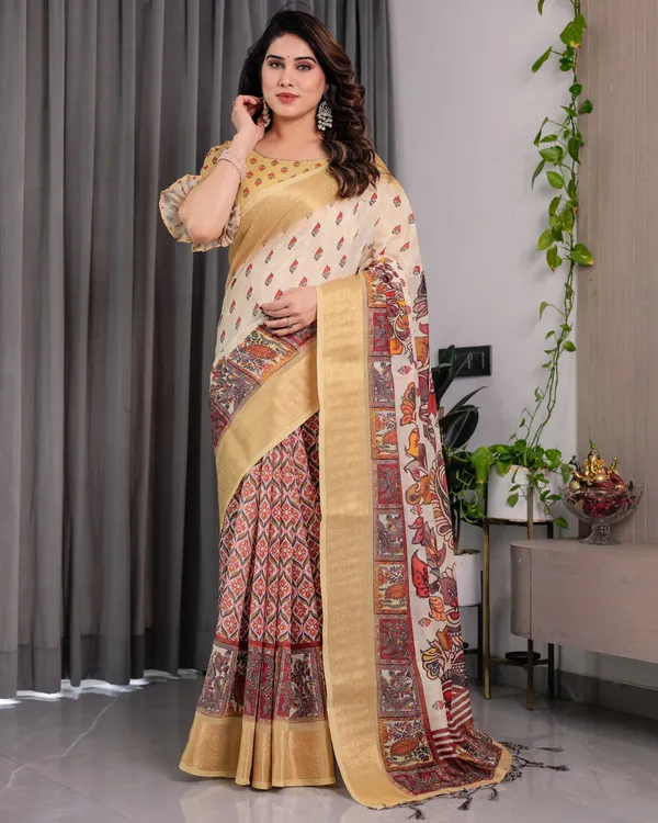 Beige_Printed_Saree_For_Women
