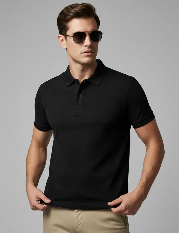 Black_Cotton_Half_Sleeve_Solid_Polo_T-Shirt_For_Men