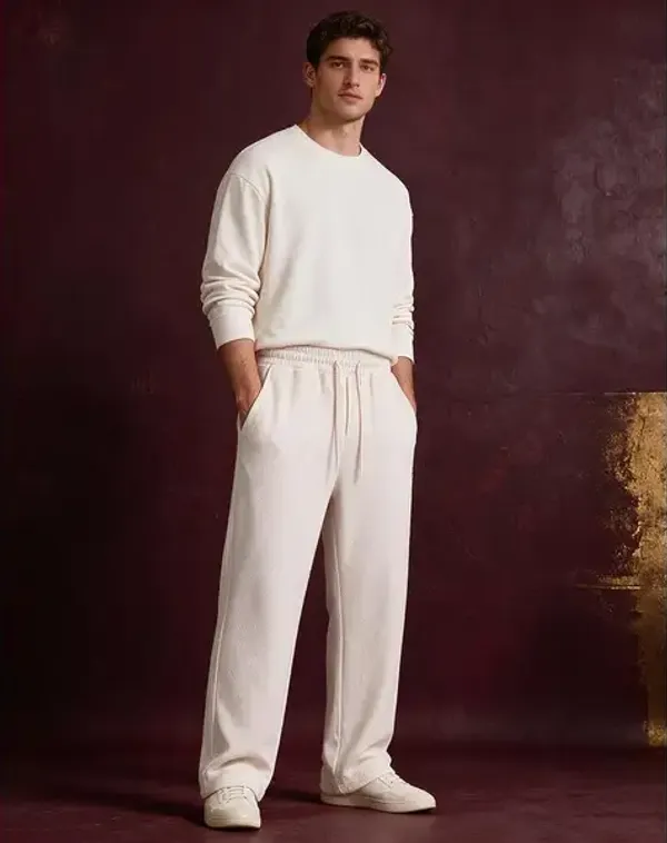 White_Polyester_Straight_Fit_Sweatpants_For_Men