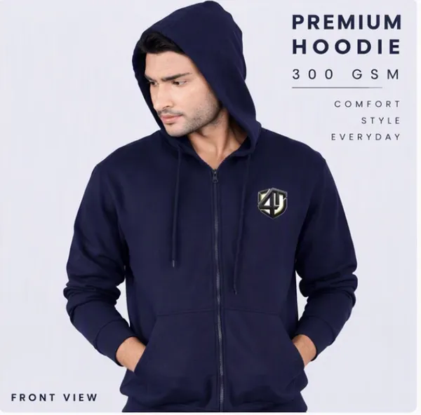 Navy_Blue_Polycotton_Regular_Fit_Zip_Hoodie_For_Men