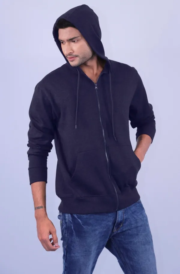 Navy_Blue_Polycotton_Regular_Fit_Zip_Hoodie_For_Men