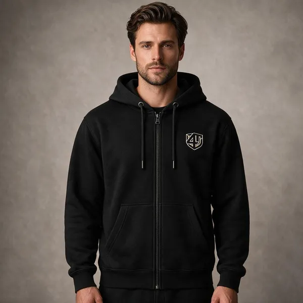 Black_Polycotton_Relaxed_Fit_Zip_Hoodie_For_Men