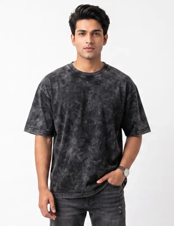 Black_Cotton_Acid_Washed_Oversized_Drop_Shoulder_T-Shirt_For_Men